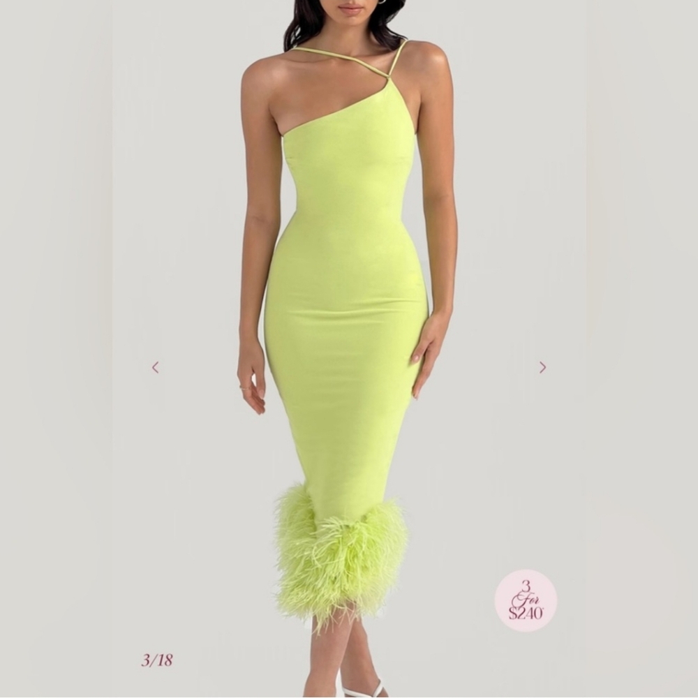 House Of CB Alessia Lime Midi Dress